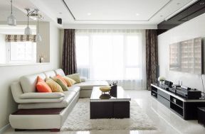 2020唯美现代风格客厅效果图 真皮沙发装修效果图片
