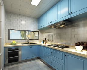 北欧风格厨房设计 蓝色橱柜装修效果图片
