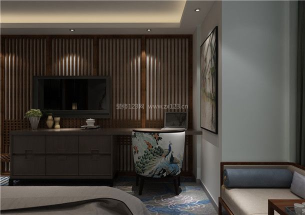 新中式酒店客房设计效果图片