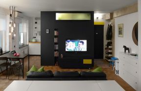 50平米小户型婚房电视墙隔断设计效果图