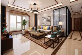 2023大气新中式风格客厅沙发装修效果图片