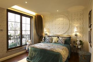 东南亚风情别墅卧室床头墙面造型效果图
