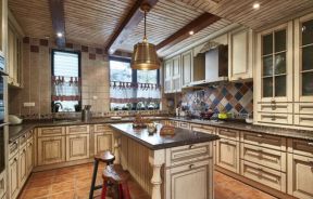 复式家装样板房厨房中岛设计图片