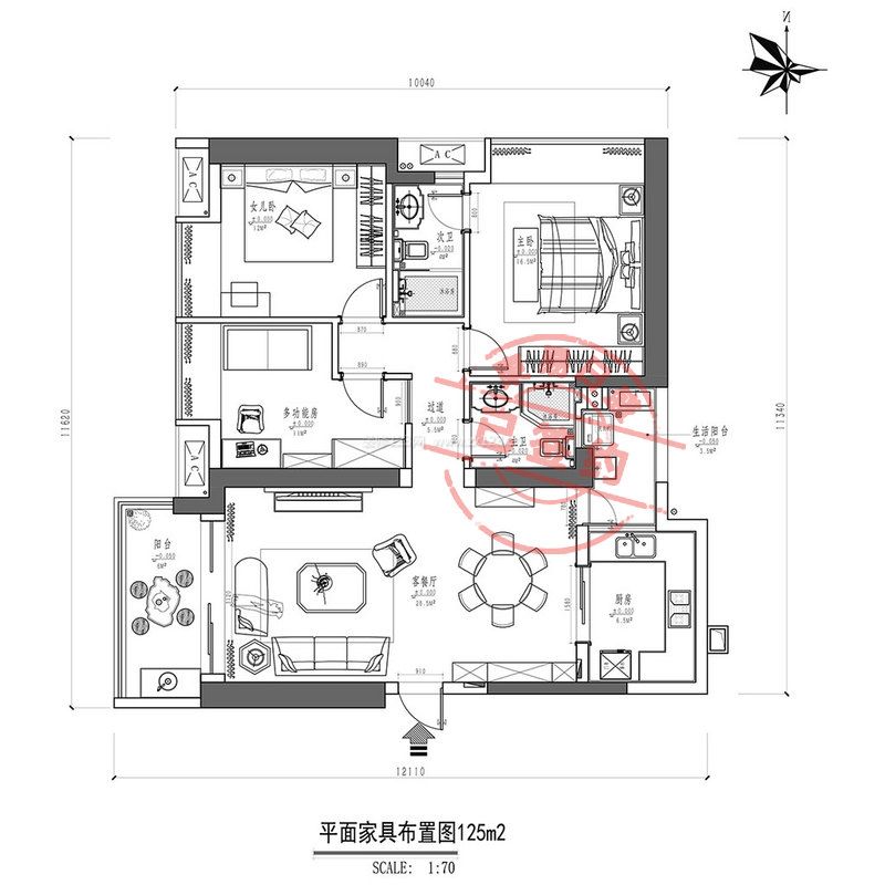 135平方三居室户型图装修效果集锦2023