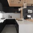 黑色风格U型厨房装修图片