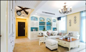 简约地中海风格客厅装修图片 组合布艺沙发