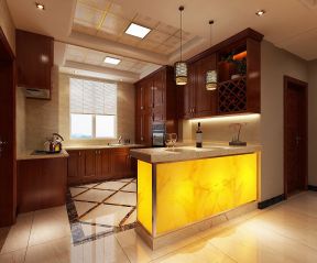 2023中式厨房吧台吊灯装饰设计效果图片