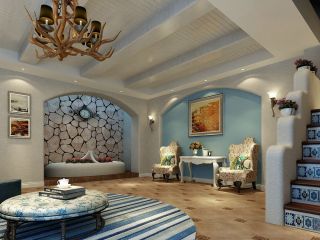2023地中海风格别墅客厅沙发椅装修效果图案例