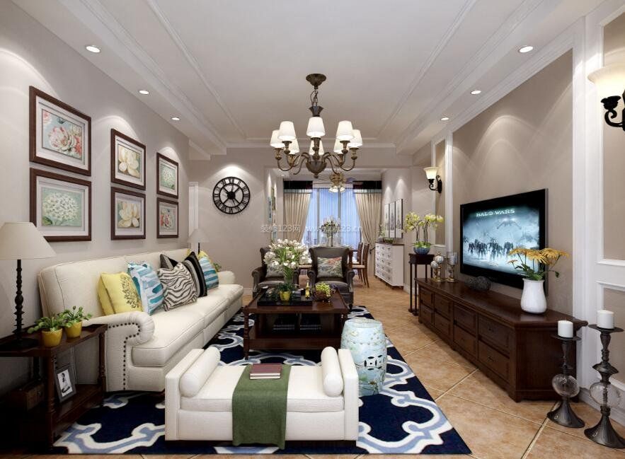 美式风格家居客厅地毯装饰设计