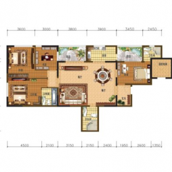 K3户型， 4室2厅3卫1厨， 建筑面积约199.78平米
