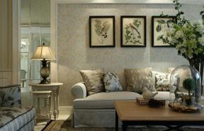 美式风格家居客厅花纹壁纸设效果图赏析