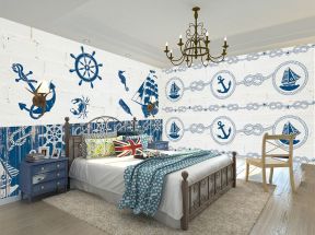 地中海卧室风格 2020卧室背景墙装潢效果图