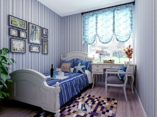 地中海风格女生卧室窗帘设计图片2023
