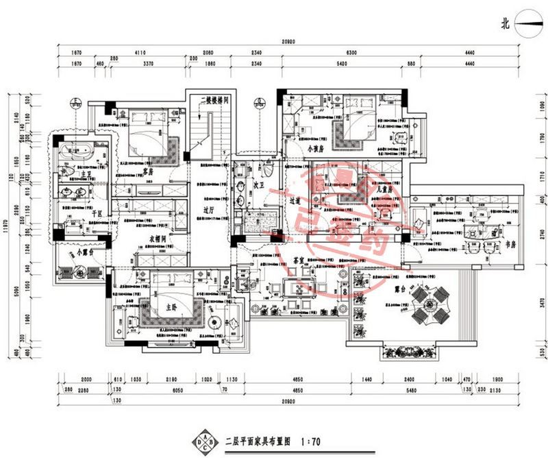 九臺(tái)別墅316平米現(xiàn)代中式裝修效果圖