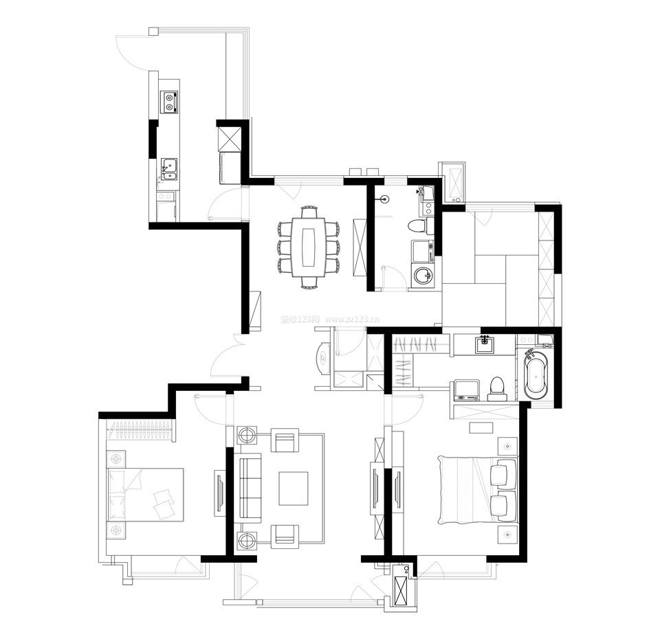 2023洋房經(jīng)典三室兩廳戶型圖