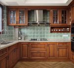 美式风格厨房实木整体橱柜装修效果图片2023