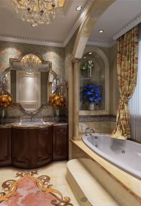 法式风格图片 2020浴室窗帘效果图片