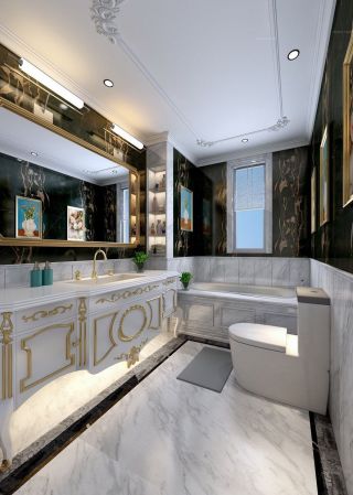 2023法式风格卫生间定制浴室柜装修效果图片