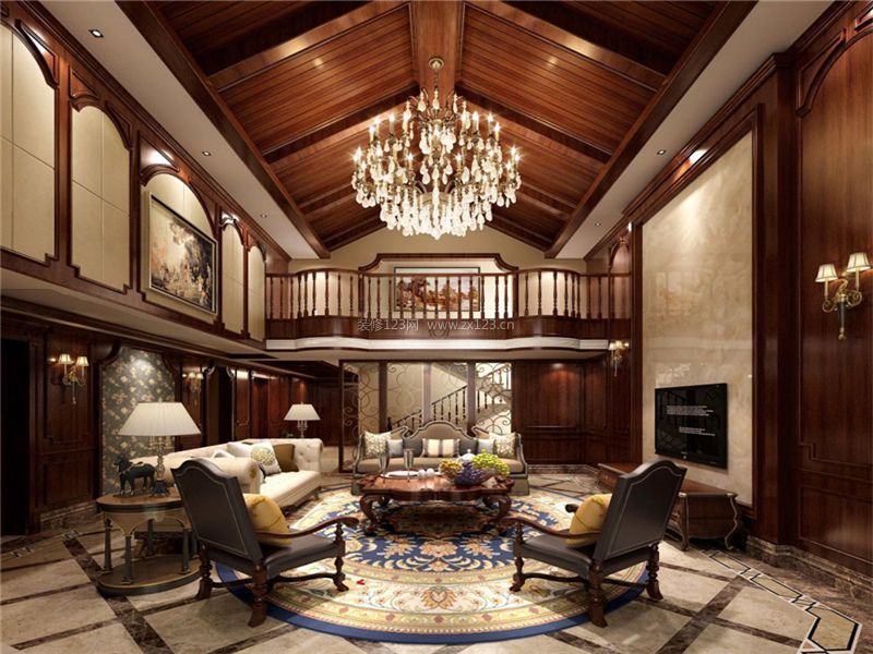 托斯卡纳200㎡别墅美式复古风格装修案例
