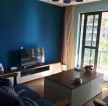 简约地中海客厅蓝色电视墙装修效果图