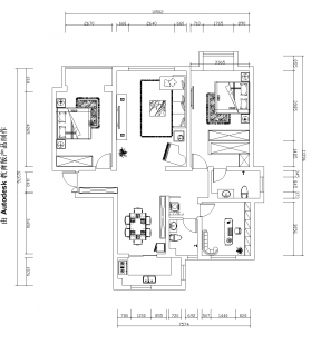 2023三居室户型平面设计图