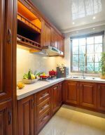 现代中式家装厨房红木橱柜设计图片