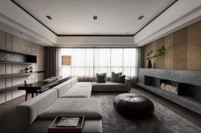 现代中式家装客厅灰色沙发装饰设计图片