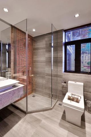 现代中式家装卫生间淋浴房设计图片