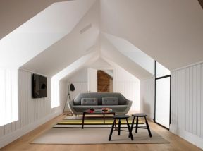 现代简约风格斜面阁楼客厅双人沙发设计图