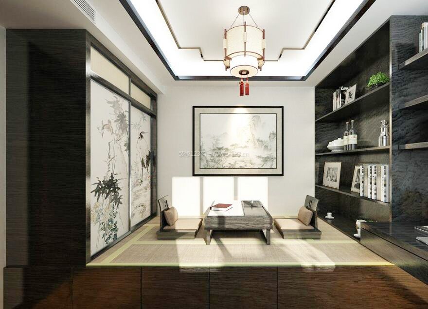 新中式古典风格书房榻榻米设计图片