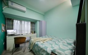 温馨家装卧室薄荷绿壁纸图片