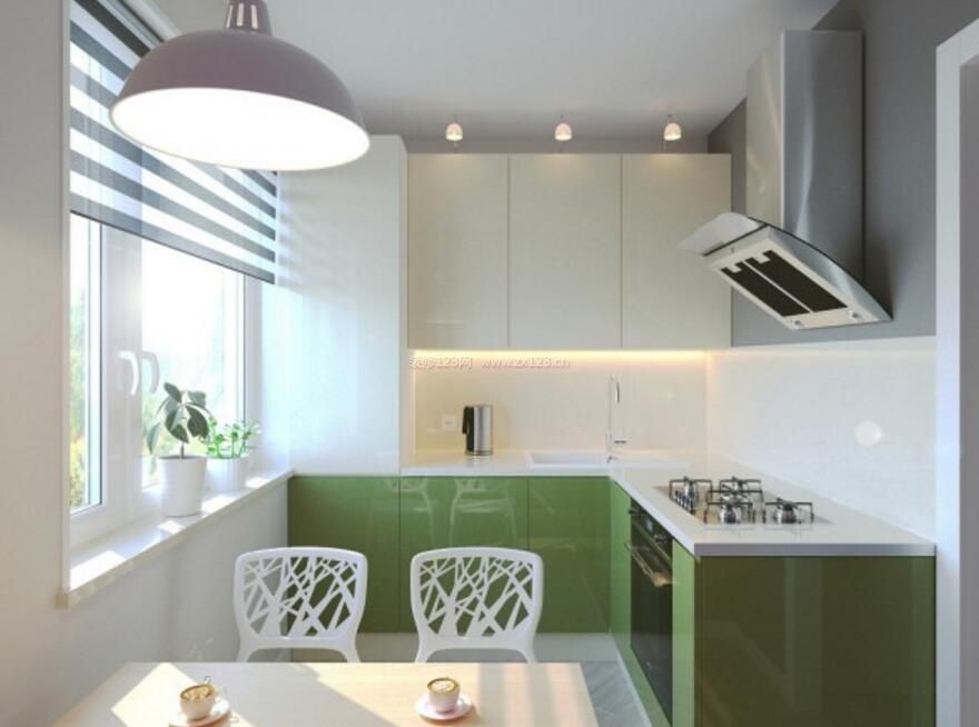 小户型家装厨房橱柜绿色效果图
