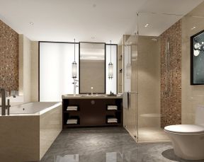 新中式卫生间马赛克墙砖设计效果图