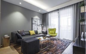  客厅背景墙灰色效果 2020客厅真皮沙发装修效果图 现代真皮沙发图片大全