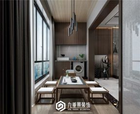 新中式阳台茶室装修设计效果图片