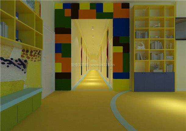 现代幼儿园走廊装修设计效果图