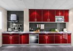 2023现代风格厨房酒红色橱柜效果图片