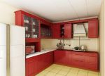 现代美式厨房酒红色橱柜装修效果图片