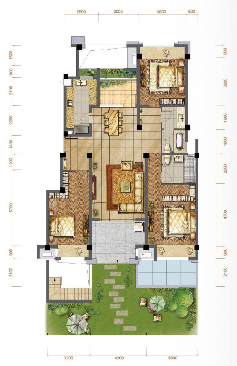 花园洋房1,2楼户型图