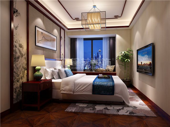 2023典雅新中式风格卧室飘窗设计效果图片
