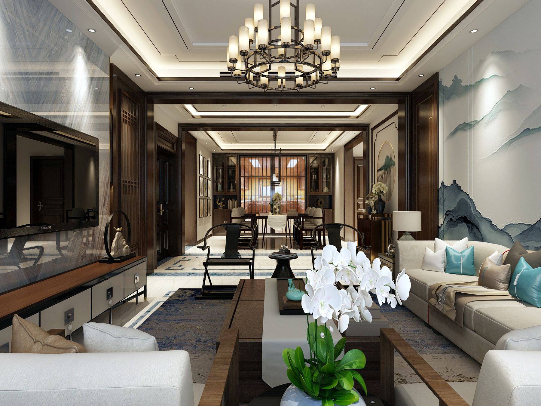 2020新中式客厅设计装修赏析 客厅沙发客厅墙面颜色装修效果图片 2020大气欧式复古客厅装修设计效果图