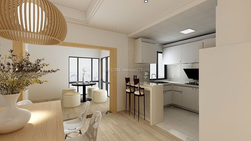 2023日式开放式厨房吧台设计效果图