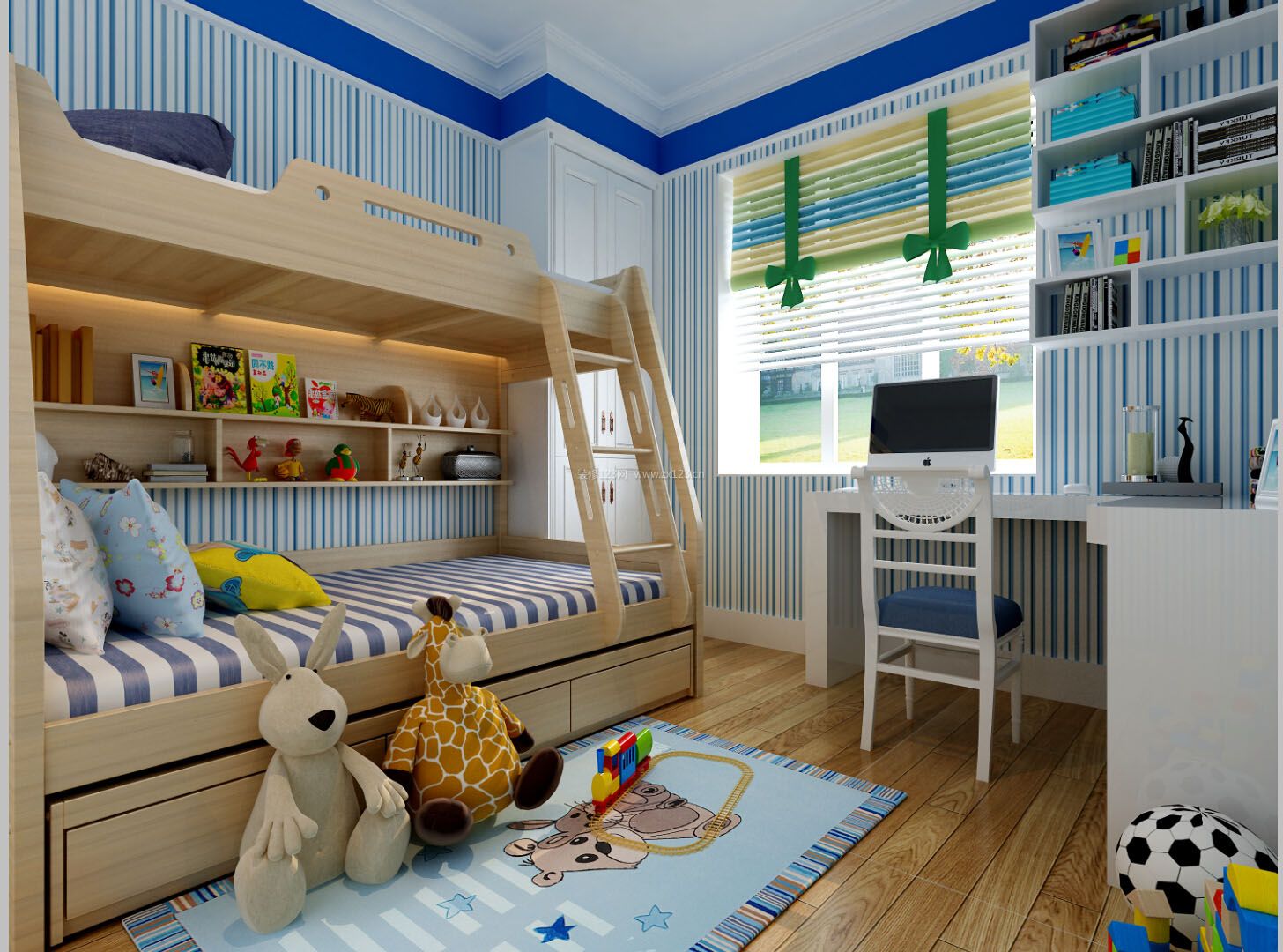 5平方儿童房实木儿童上下床设计图片