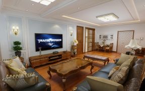 美式风格客厅实木电视柜设计图片