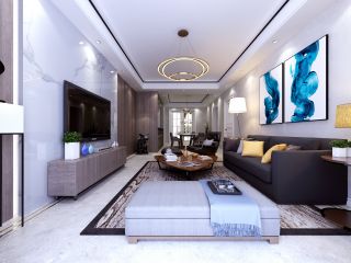 2023时尚现代客厅大理石电视墙设计图片