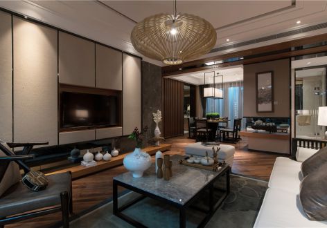 中海·凤凰熙岸125㎡三居室中式风格装修案例