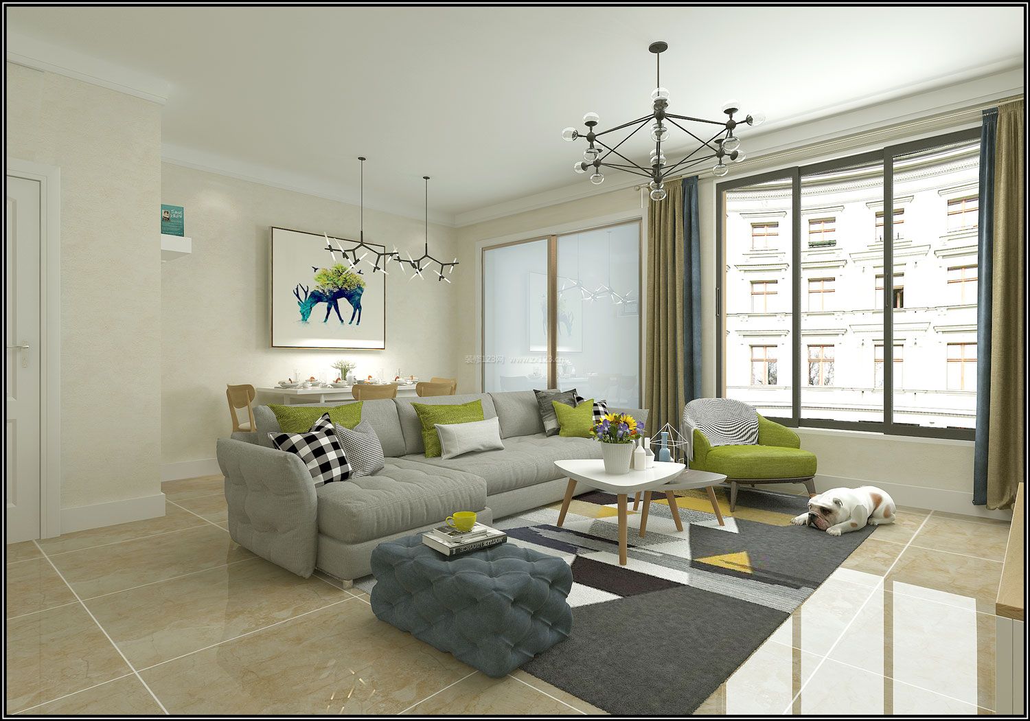2020淡雅现代简约客厅效果图 2020灰色沙发效果图