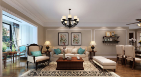 简约美式风格客厅组合沙发装修效果图