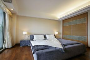 2023现代中式卧室布艺双人床装修效果图片
