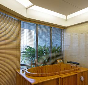2021现代中式浴室木桶浴缸装修效果图-每日推荐